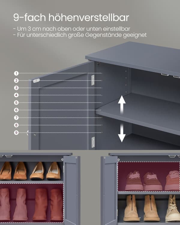 Skodabinet landstil 35 x 120 x 70 cm leigrijs