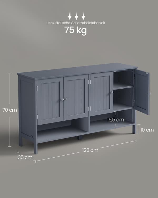 Skodabinet landstil 35 x 120 x 70 cm leigrijs