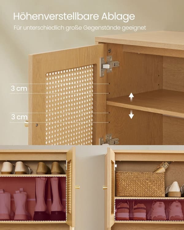 Skoskab 3 niveauer boho stil eg beige