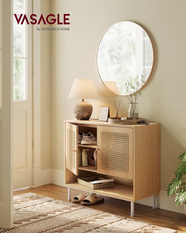Skoskab 3 niveauer boho stil eg beige