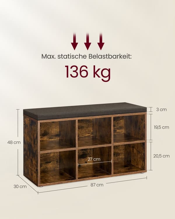 Sko rack med säte 30 x 87 x 48 cm vintage brunt pris