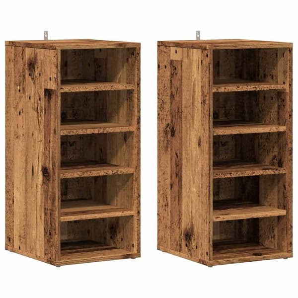 vidaXL Skoskap 2 stk gammelt tre 32x35x70 cm konstruert tre