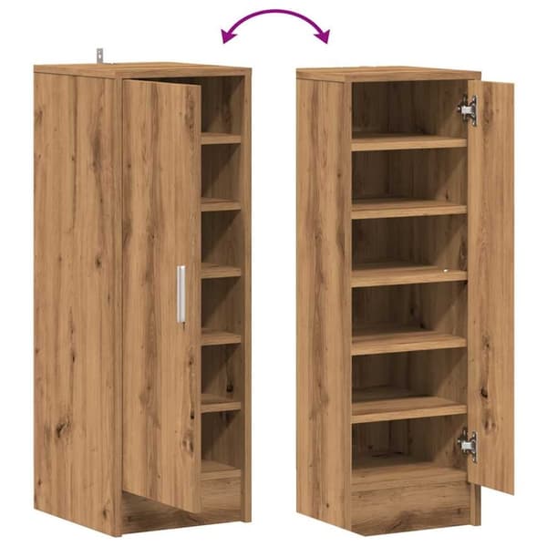 vidaXL Skoskap artisan eik 32x35x92 cm konstruert tre