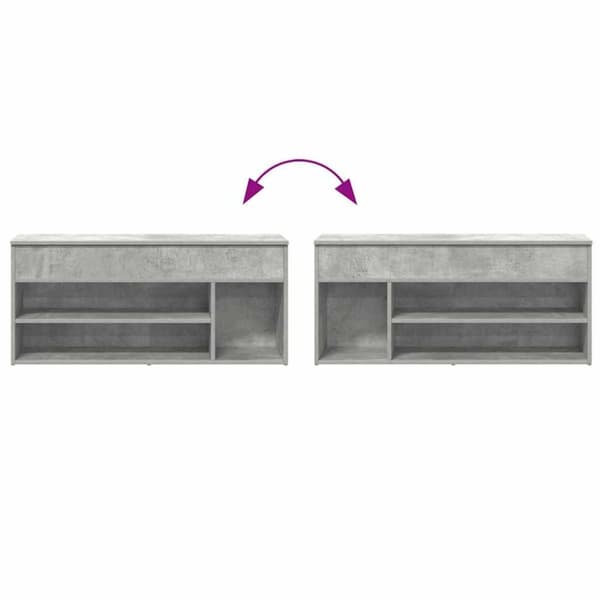 vidaXL Kenkäpenkki betoninharmaa 102x30,5x45 cm tekninen puu