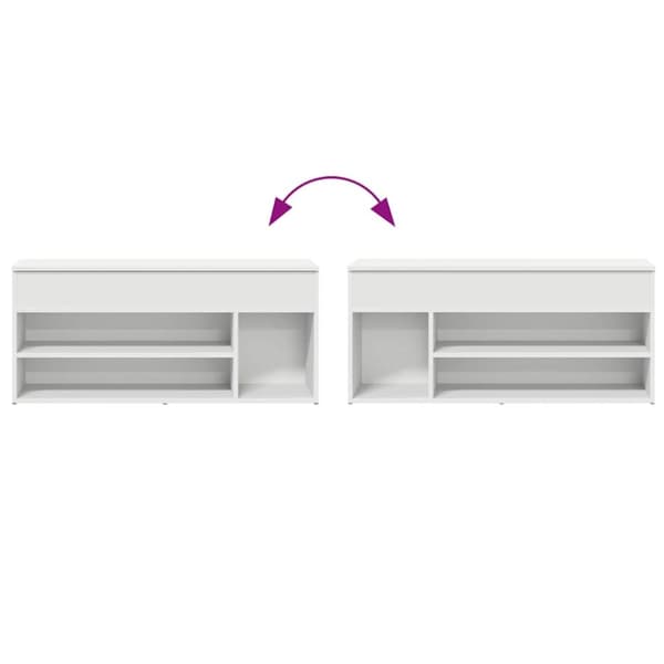 vidaXL skobænk 102x30,5x45 cm konstrueret træ hvid