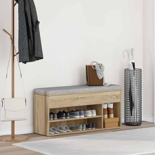 vidaXL skobænk 102x30,5x45 cm konstrueret træ sonoma-eg