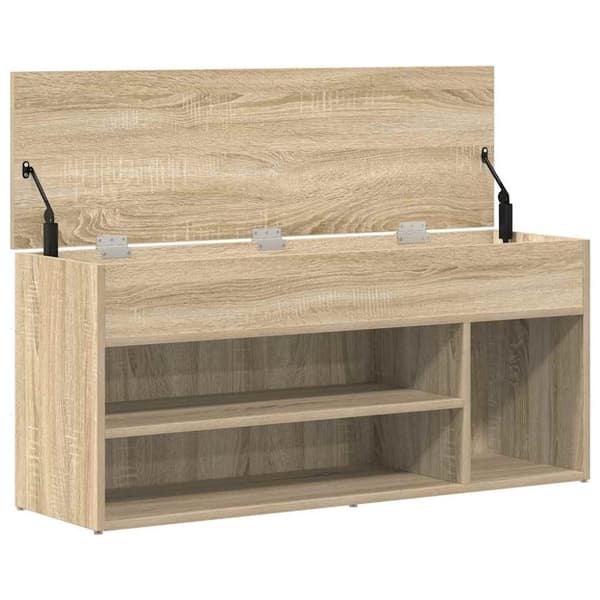 vidaXL skobænk 102x30,5x45 cm konstrueret træ sonoma-eg
