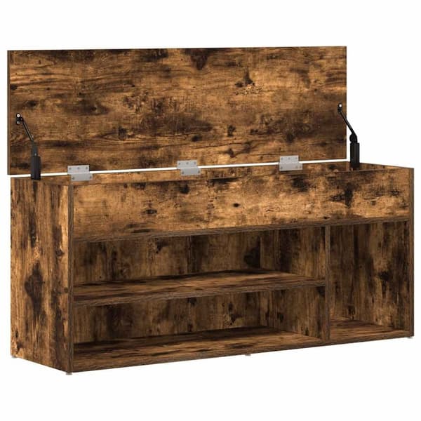 vidaXL skobænk 102x30,5x45 cm konstrueret træ røget egetræsfarve