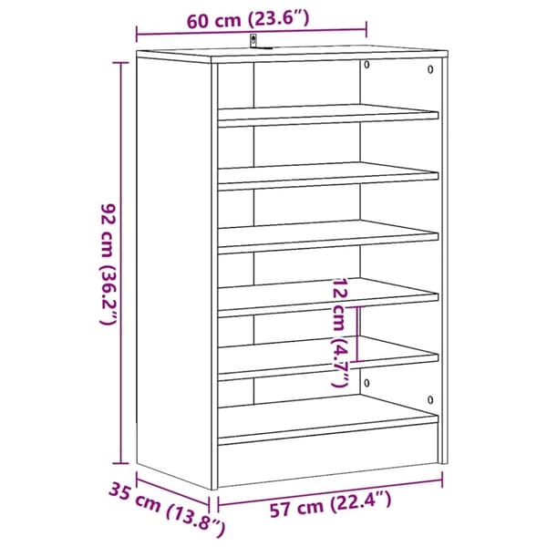 vidaXL Kenkäkaappi vanhaa puuta 60x35x92 cm lastulevy