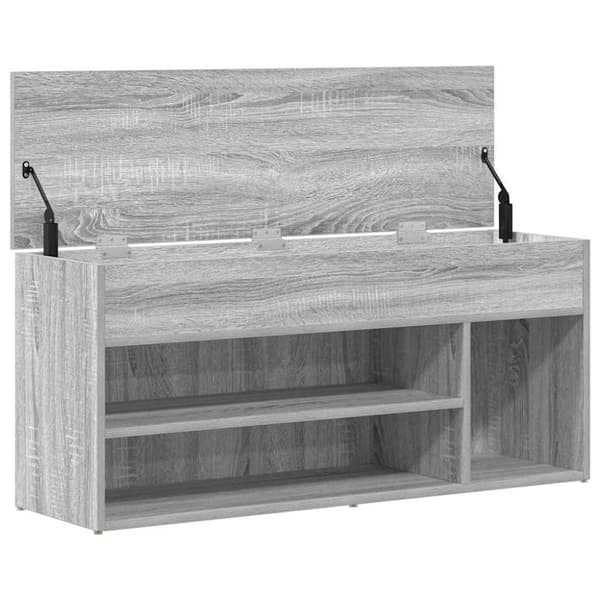 vidaXL skobænk 102x30,5x45 cm konstrueret træ grå sonoma-eg