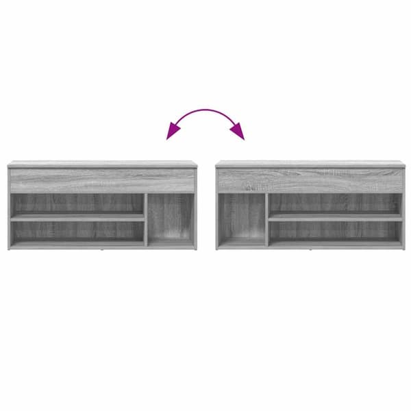 vidaXL skobænk 102x30,5x45 cm konstrueret træ grå sonoma-eg