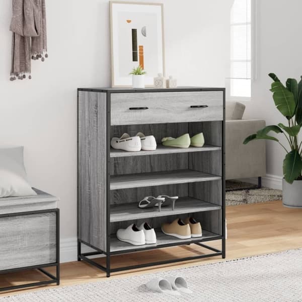 vidaXL Skoskåp grå sonoma 75x38x97,5 cm konstruerat trä och metall