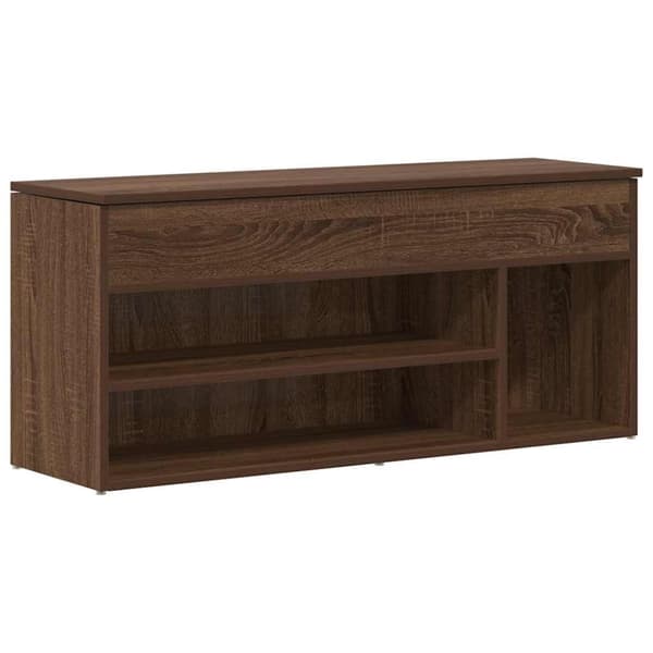 vidaXL skobænk 102x30,5x45 cm konstrueret træ brun egetræsfarve