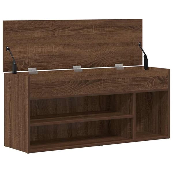 vidaXL skobænk 102x30,5x45 cm konstrueret træ brun egetræsfarve