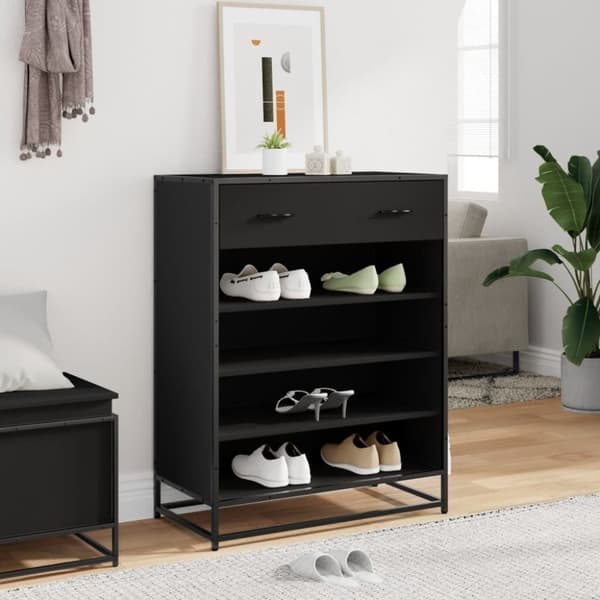 vidaXL skoskab 75x38x97,5 cm konstrueret træ og metal sort