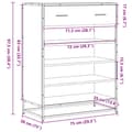 Miniatyrbillede 11 af 11: vidaXL skoskab 75x38x97,5 cm konstrueret træ og metal sort