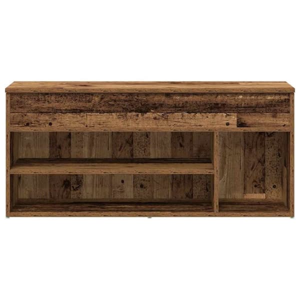 vidaXL skobænk 102x30,5x45 cm konstrueret træ antikt træ