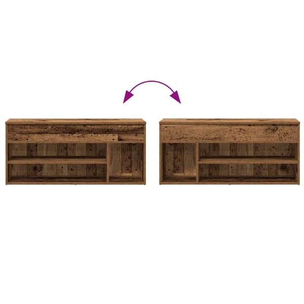 vidaXL skobænk 102x30,5x45 cm konstrueret træ antikt træ