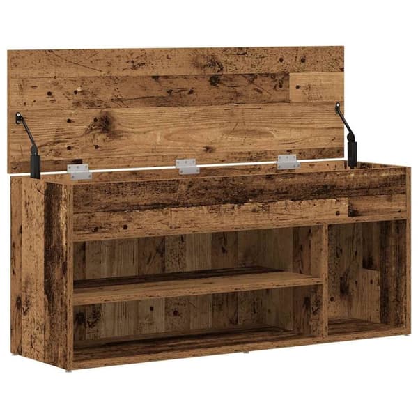 vidaXL skobænk 102x30,5x45 cm konstrueret træ antikt træ