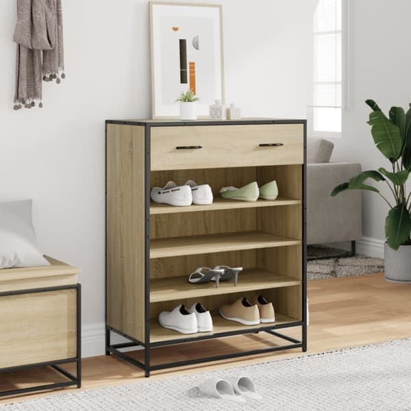 vidaXL Kenkäkaappi Sonoma-tammi 75x38x97,5 cm tekninen puu