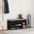 Miniatyrbillede 4 af 11: vidaXL skobænk 102x30,5x45 cm konstrueret træ sort
