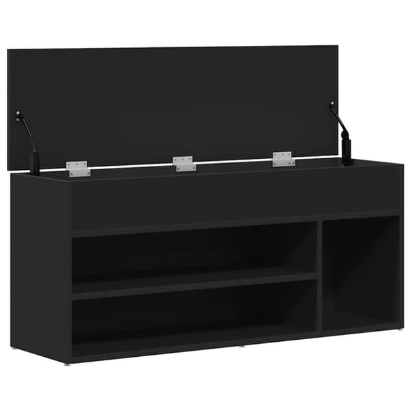 vidaXL skobænk 102x30,5x45 cm konstrueret træ sort