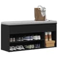 Miniatyrbillede 2 af 11: vidaXL skobænk 102x30,5x45 cm konstrueret træ sort