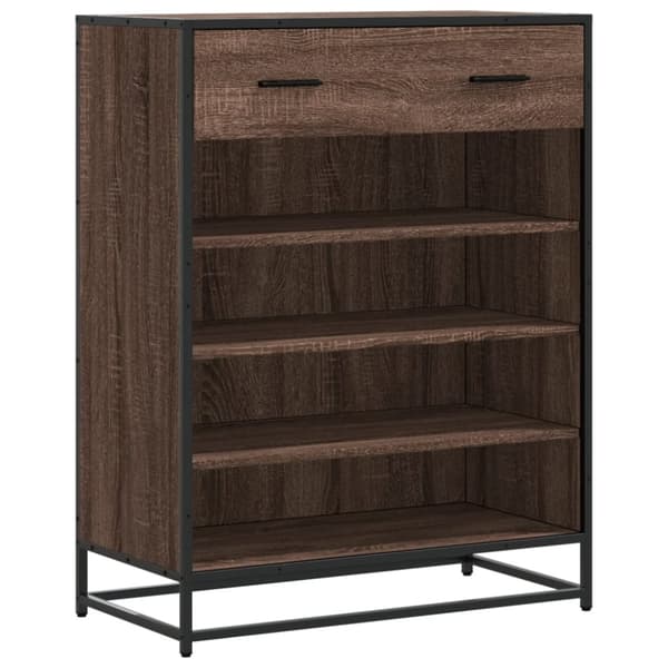 vidaXL skoskab 75x38x97,5 cm konstrueret træ og metal brun egetræ