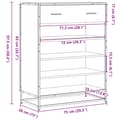 Miniatyrbilde 11 av 11: vidaXL Skoskap sonoma eik 75x38x97,5 cm konstruert tre og metall