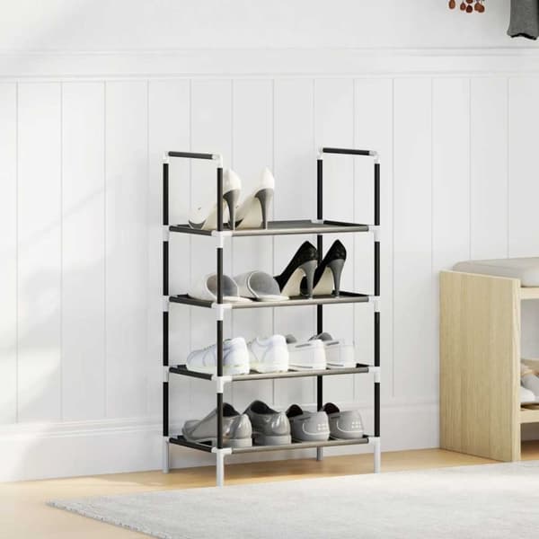 vidaXL Skostativ 4-lags svart 44x28x77 cm ikke-vevd stoff