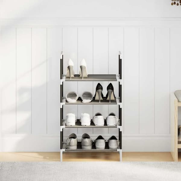 vidaXL Skostativ 4-lags svart 44x28x77 cm ikke-vevd stoff