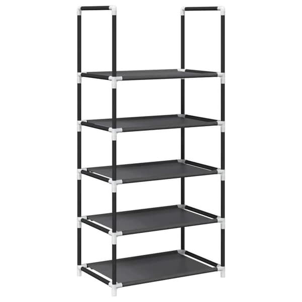 Skohylla 5 hyllor svart 44x28x94 cm fiberduk