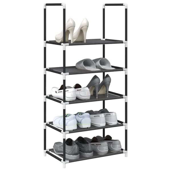 Skohylla 5 hyllor svart 44x28x94 cm fiberduk