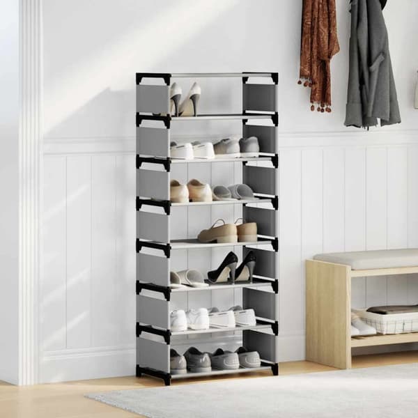 vidaXL kenkäteline 8-tasoinen harmaa 54x28x124 cm kuitukangas