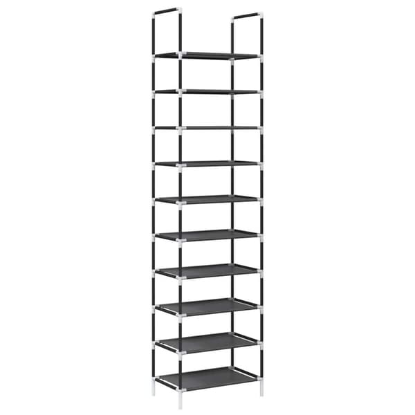 vidaXL kenkäteline 10-tasoinen musta 44x28x180 cm kuitukangas