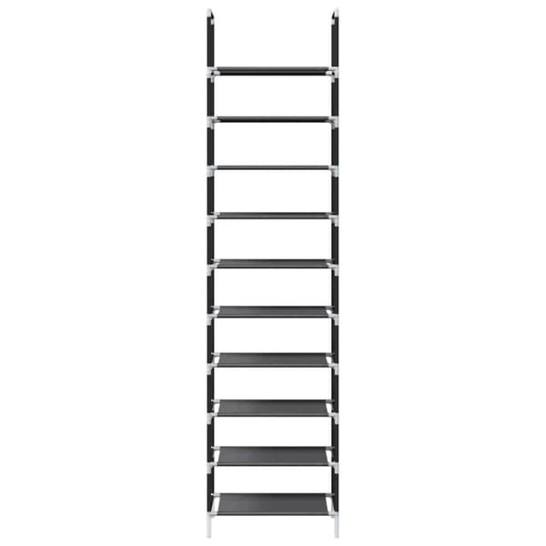 vidaXL kenkäteline 10-tasoinen musta 44x28x180 cm kuitukangas