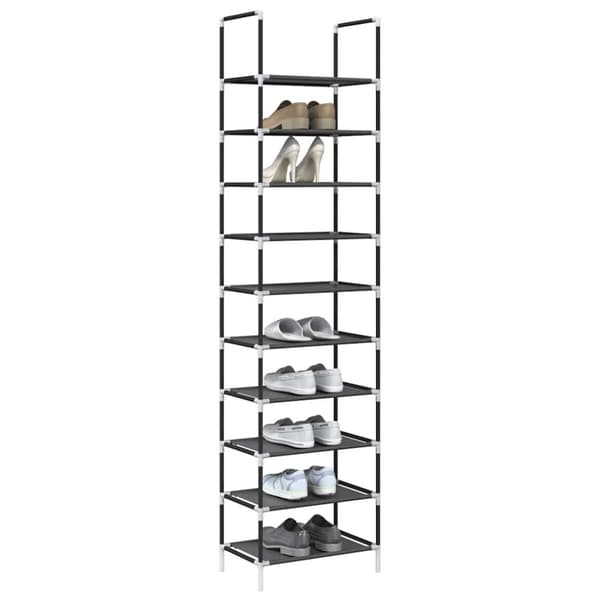 vidaXL kenkäteline 10-tasoinen musta 44x28x180 cm kuitukangas