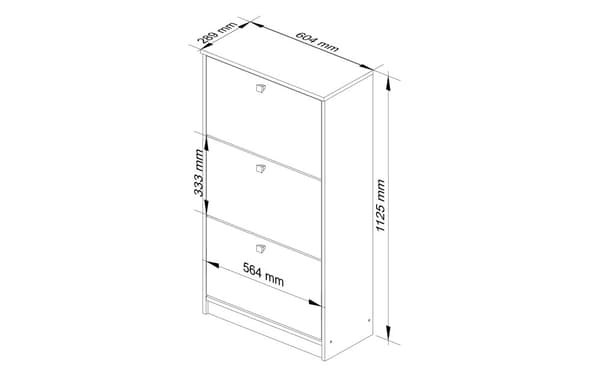 SKOLESER 3 VIPPENDE DØRE 60 cm DÆRB SONOMA / HVID