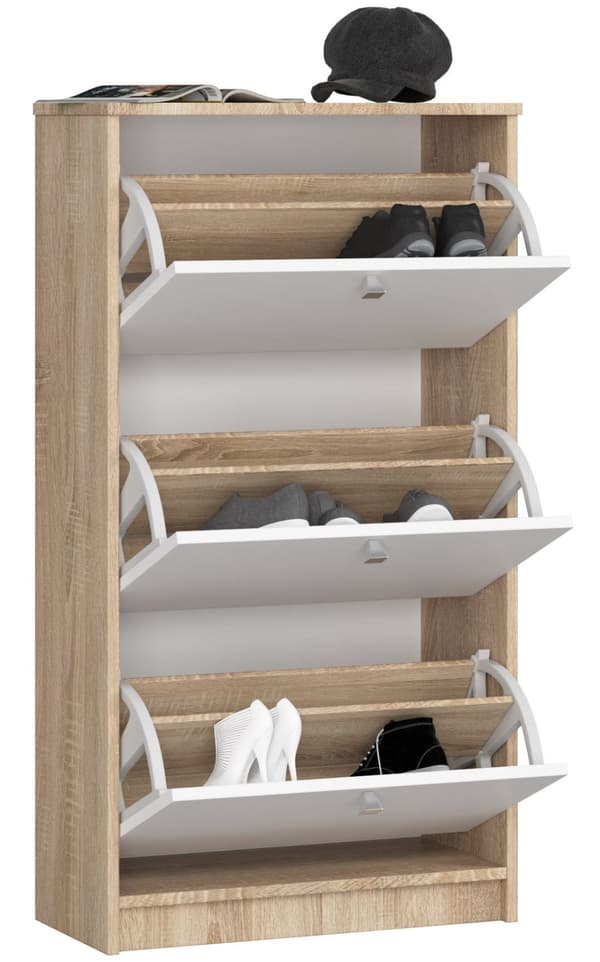 SKOLESER 3 VIPPENDE DØRE 60 cm DÆRB SONOMA / HVID
