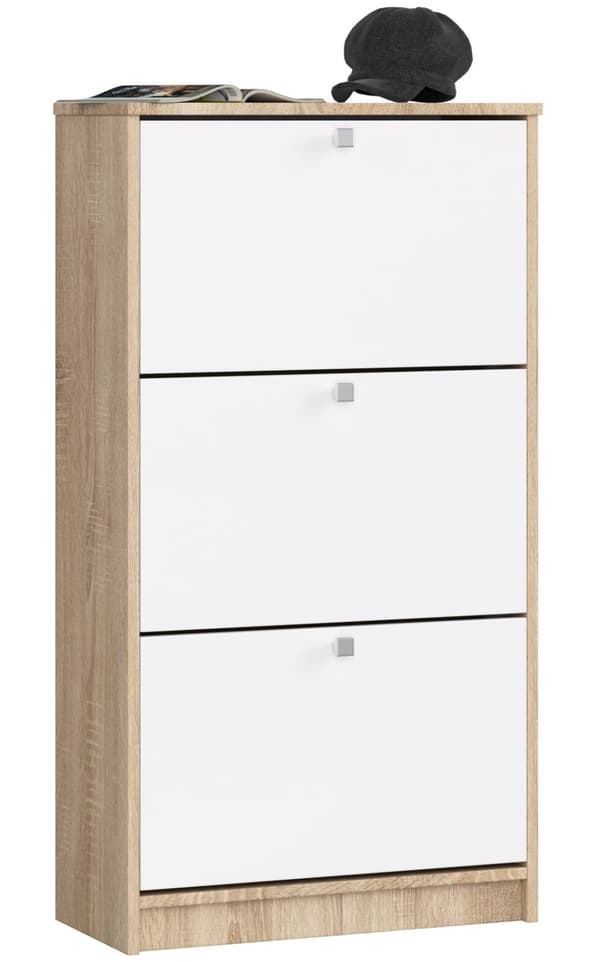 SKOLESER 3 VIPPENDE DØRE 60 cm DÆRB SONOMA / HVID