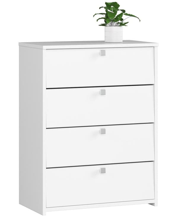 Kenkäkaappi RUBIN 4 avattavalla ovella 66 cm - valkoinen