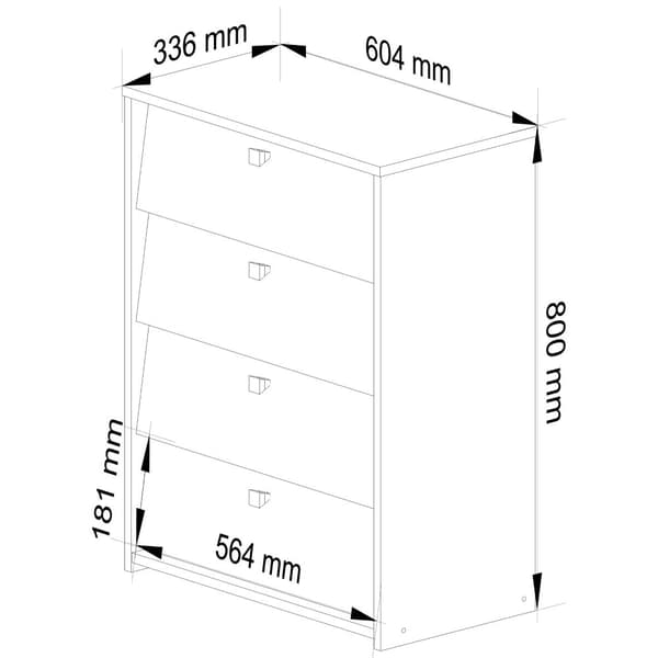 Sko skab med 4 svingdøre 60 cm - sonoma eg