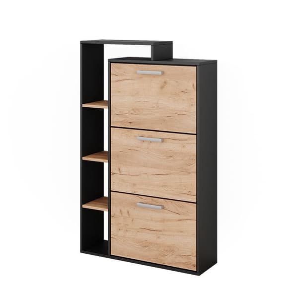 Orlando skoskåp, 80x128,3cm med 3 fack, gyllene ek, antracit, Vicco