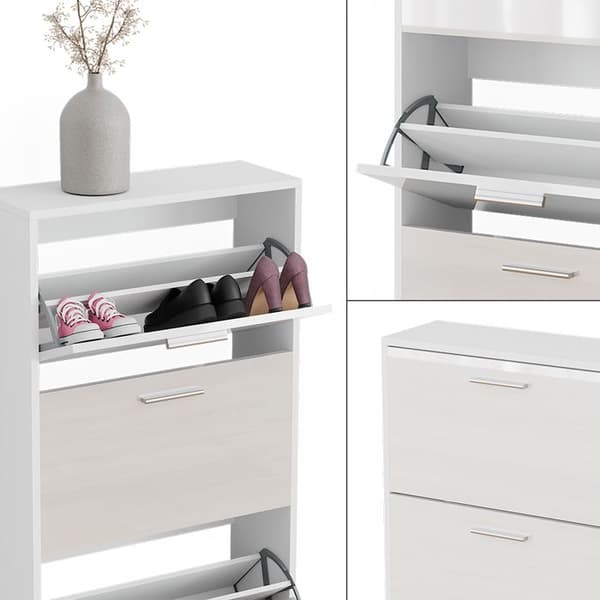Gizmo-skotipparen, 59x137cm med 4 fack, vit/blank vit, Vicco