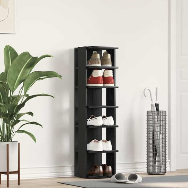 Skoskåp svart ek 25x27x102 cm konstruerat trä