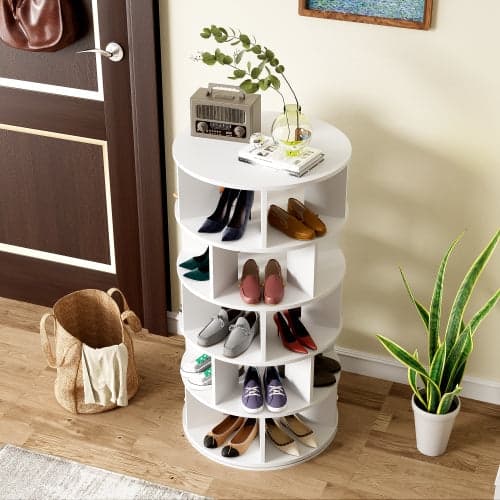 Rootz Rotation Shoe Rack - 5 -lags arrangør - Rumbesparende hylde - Let samling - 115x60x60 cm hvid