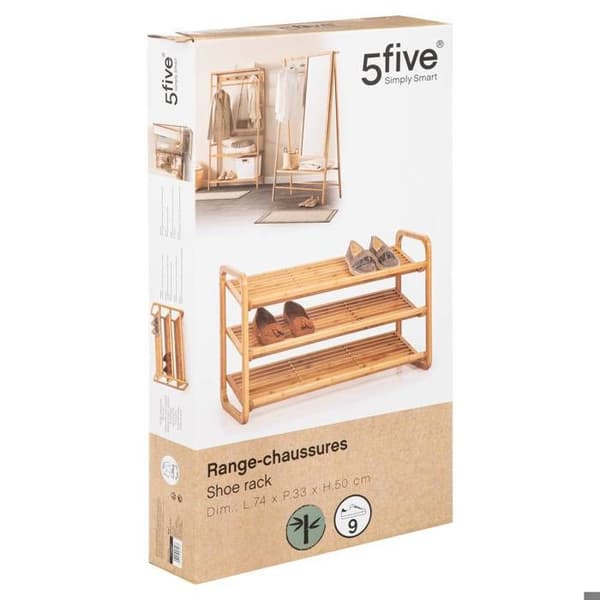 Skoställ - PARIS PRIX - Bambu - 9 par - 74cm - Natur - Beige