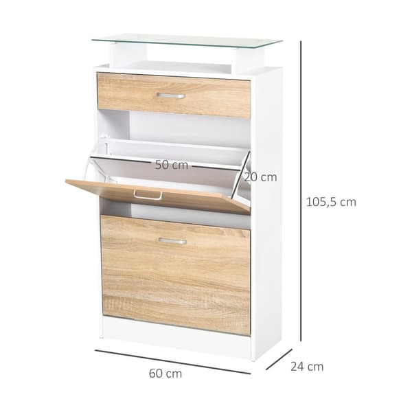 Rootz Shoe Cabinet Shoe Rack - Storage Unit - Footwear Organizer - Ergonomic Design - 60W x 24d x 105,5h cm