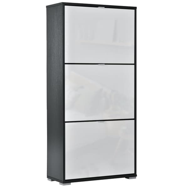 Rootz Shoe Cabinet - Shoe Storage - Entryway Organizer - Ergonomic Design - 60W X 26D X 124H CM - Svartvitt finish