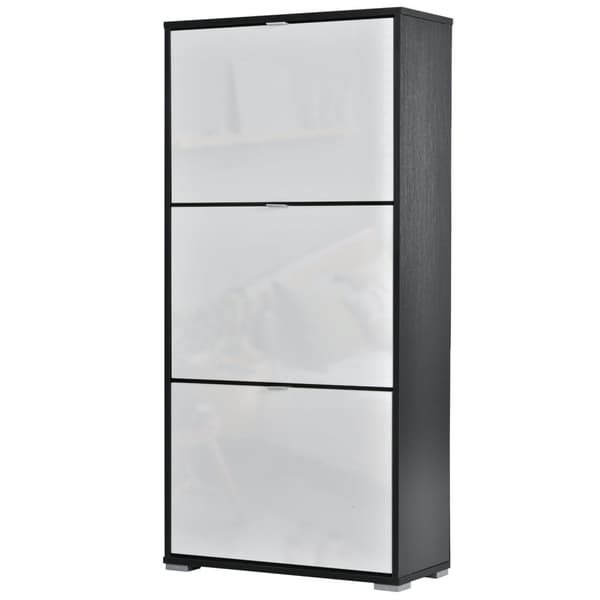 Rootz Shoe Cabinet - Shoe Storage - Entryway Organizer - Ergonomic Design - 60W X 26D X 124H CM - Svartvitt finish